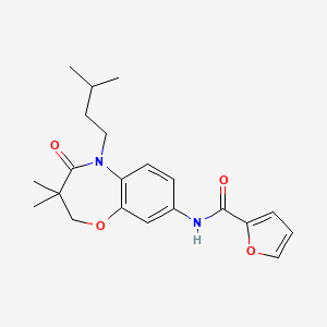 molecular formula C21H26N2O4 B2708663 N-(5-isopentyl-3,3-dimethyl-4-oxo-2,3,4,5-tetrahydrobenzo[b][1,4]oxazepin-8-yl)furan-2-carboxamide CAS No. 921835-87-2