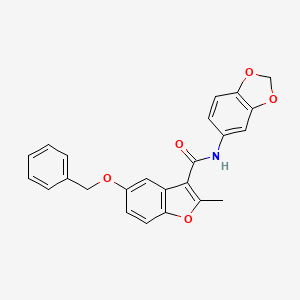 molecular formula C24H19NO5 B2708700 N-(2H-1,3-Benzodioxol-5-YL)-5-(benzyloxy)-2-methyl-1-benzofuran-3-carboxamide CAS No. 929428-79-5
