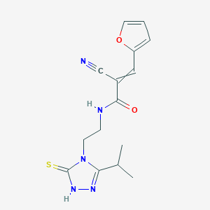 2-cyano-3-(furan-2-yl)-N-{2-[3-(propan-2-yl)-5-sulfanyl-4H-1,2,4-triazol-4-yl]ethyl}prop-2-enamide