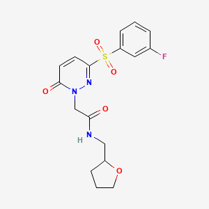 molecular formula C17H18FN3O5S B2708809 2-[3-(3-fluorobenzenesulfonyl)-6-oxo-1,6-dihydropyridazin-1-yl]-N-[(oxolan-2-yl)methyl]acetamide CAS No. 1251607-29-0