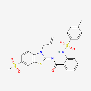 molecular formula C25H23N3O5S3 B2708824 N-[(2Z)-6-methanesulfonyl-3-(prop-2-en-1-yl)-2,3-dihydro-1,3-benzothiazol-2-ylidene]-2-(4-methylbenzenesulfonamido)benzamide CAS No. 865175-71-9