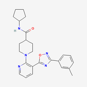 molecular formula C25H29N5O2 B2708853 N-Cyclopentyl-1-{3-[3-(3-methylphenyl)-1,2,4-oxadiazol-5-YL]pyridin-2-YL}piperidine-4-carboxamide CAS No. 1358255-08-9