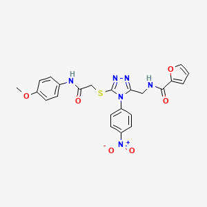 molecular formula C23H20N6O6S B2708893 N-((5-((2-((4-methoxyphenyl)amino)-2-oxoethyl)thio)-4-(4-nitrophenyl)-4H-1,2,4-triazol-3-yl)methyl)furan-2-carboxamide CAS No. 312920-14-2