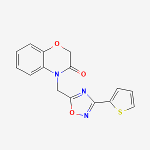 molecular formula C15H11N3O3S B2708905 4-{[3-(thiophen-2-yl)-1,2,4-oxadiazol-5-yl]methyl}-3,4-dihydro-2H-1,4-benzoxazin-3-one CAS No. 1251609-24-1