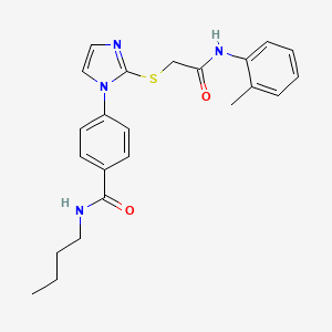 molecular formula C23H26N4O2S B2708913 N-butyl-4-[2-({[(2-methylphenyl)carbamoyl]methyl}sulfanyl)-1H-imidazol-1-yl]benzamide CAS No. 1207041-23-3
