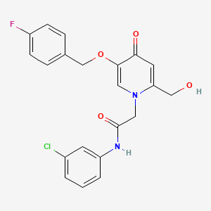 molecular formula C21H18ClFN2O4 B2708931 N-(3-chlorophenyl)-2-(5-((4-fluorobenzyl)oxy)-2-(hydroxymethyl)-4-oxopyridin-1(4H)-yl)acetamide CAS No. 946254-91-7