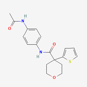 molecular formula C18H20N2O3S B2708933 N-(4-acetamidophenyl)-4-(thiophen-2-yl)oxane-4-carboxamide CAS No. 877649-33-7