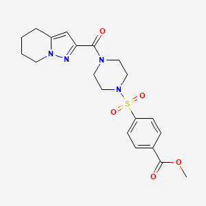 molecular formula C20H24N4O5S B2708952 Methyl 4-((4-(4,5,6,7-tetrahydropyrazolo[1,5-a]pyridine-2-carbonyl)piperazin-1-yl)sulfonyl)benzoate CAS No. 2034264-70-3