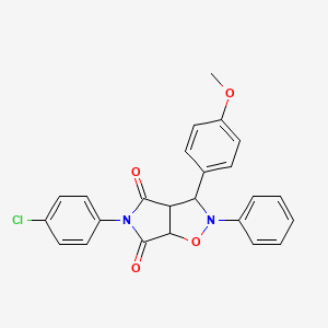 molecular formula C24H19ClN2O4 B2708991 5-(4-chlorophenyl)-3-(4-methoxyphenyl)-2-phenyl-hexahydro-2H-pyrrolo[3,4-d][1,2]oxazole-4,6-dione CAS No. 1212379-64-0
