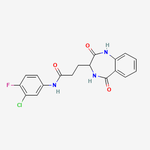 molecular formula C18H15ClFN3O3 B2708998 N-(3-chloro-4-fluorophenyl)-3-(2,5-dioxo-2,3,4,5-tetrahydro-1H-1,4-benzodiazepin-3-yl)propanamide CAS No. 1190755-42-0
