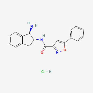 molecular formula C19H18ClN3O2 B2709011 N-[(1R,2R)-1-Amino-2,3-dihydro-1H-inden-2-yl]-5-phenyl-1,2-oxazole-3-carboxamide;hydrochloride CAS No. 2418593-19-6