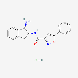 B2709011 N-[(1R,2R)-1-Amino-2,3-dihydro-1H-inden-2-yl]-5-phenyl-1,2-oxazole-3-carboxamide;hydrochloride CAS No. 2418593-19-6