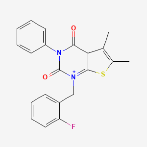 1-[(2-fluorophenyl)methyl]-5,6-dimethyl-3-phenyl-4aH-thieno[2,3-d]pyrimidin-1-ium-2,4-dione