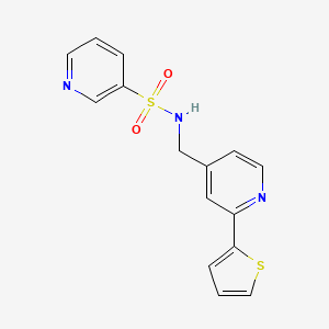 molecular formula C15H13N3O2S2 B2709103 N-((2-(thiophen-2-yl)pyridin-4-yl)methyl)pyridine-3-sulfonamide CAS No. 2034340-03-7
