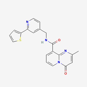 molecular formula C20H16N4O2S B2709137 2-methyl-4-oxo-N-{[2-(thiophen-2-yl)pyridin-4-yl]methyl}-4H-pyrido[1,2-a]pyrimidine-9-carboxamide CAS No. 1903262-37-2