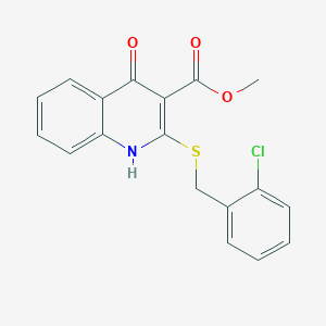 molecular formula C18H14ClNO3S B2709151 Methyl 2-((2-chlorobenzyl)thio)-4-oxo-1,4-dihydroquinoline-3-carboxylate CAS No. 951497-40-8