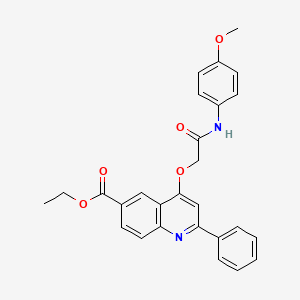 molecular formula C27H24N2O5 B2709165 ethyl 4-{[(4-methoxyphenyl)carbamoyl]methoxy}-2-phenylquinoline-6-carboxylate CAS No. 1114835-42-5