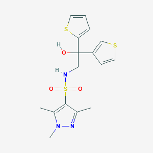 molecular formula C16H19N3O3S3 B2709187 N-[2-hydroxy-2-(thiophen-2-yl)-2-(thiophen-3-yl)ethyl]-1,3,5-trimethyl-1H-pyrazole-4-sulfonamide CAS No. 2097857-58-2