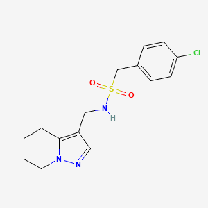 molecular formula C15H18ClN3O2S B2709193 1-(4-chlorophenyl)-N-({4H,5H,6H,7H-pyrazolo[1,5-a]pyridin-3-yl}methyl)methanesulfonamide CAS No. 2034246-10-9