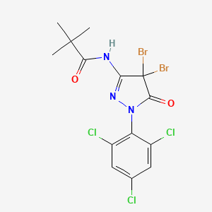 molecular formula C14H12Br2Cl3N3O2 B2709217 N-[4,4-dibromo-5-oxo-1-(2,4,6-trichlorophenyl)-4,5-dihydro-1H-pyrazol-3-yl]-2,2-dimethylpropanamide CAS No. 439092-50-9