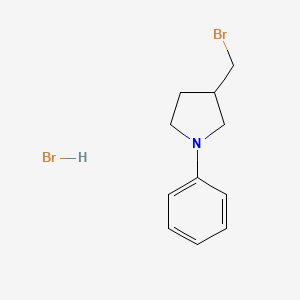 molecular formula C11H15Br2N B2709224 3-(Bromomethyl)-1-phenylpyrrolidine;hydrobromide CAS No. 2305251-65-2