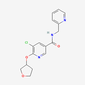 molecular formula C16H16ClN3O3 B2709225 5-chloro-6-(oxolan-3-yloxy)-N-[(pyridin-2-yl)methyl]pyridine-3-carboxamide CAS No. 1903555-05-4