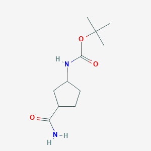 molecular formula C11H20N2O3 B2709238 Tert-butyl N-(3-carbamoylcyclopentyl)carbamate CAS No. 1436103-31-9