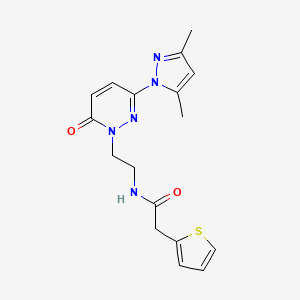 molecular formula C17H19N5O2S B2709240 N-(2-(3-(3,5-dimethyl-1H-pyrazol-1-yl)-6-oxopyridazin-1(6H)-yl)ethyl)-2-(thiophen-2-yl)acetamide CAS No. 1351614-57-7