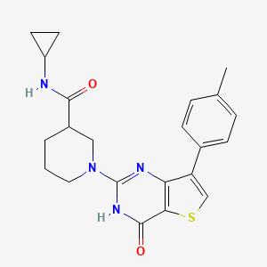 molecular formula C22H24N4O2S B2709258 N-cyclopropyl-1-[7-(4-methylphenyl)-4-oxo-3,4-dihydrothieno[3,2-d]pyrimidin-2-yl]piperidine-3-carboxamide CAS No. 1243087-88-8