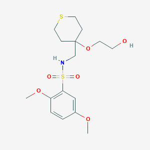 molecular formula C16H25NO6S2 B2709259 N-((4-(2-hydroxyethoxy)tetrahydro-2H-thiopyran-4-yl)methyl)-2,5-dimethoxybenzenesulfonamide CAS No. 2319853-09-1