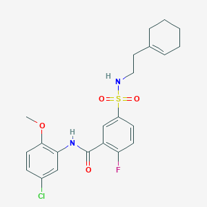 molecular formula C22H24ClFN2O4S B2709274 N-(5-chloro-2-methoxyphenyl)-5-{[2-(cyclohex-1-en-1-yl)ethyl]sulfamoyl}-2-fluorobenzamide CAS No. 422555-01-9