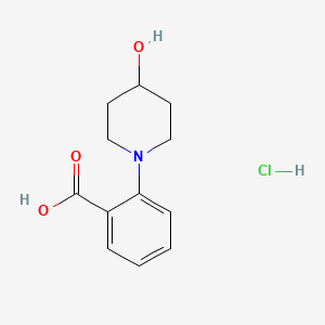 molecular formula C12H16ClNO3 B2709307 2-(4-Hydroxypiperidin-1-yl)benzoic acid;hydrochloride CAS No. 2377034-22-3