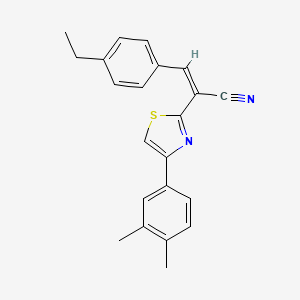 molecular formula C22H20N2S B2709333 (Z)-2-(4-(3,4-dimethylphenyl)thiazol-2-yl)-3-(4-ethylphenyl)acrylonitrile CAS No. 476672-06-7