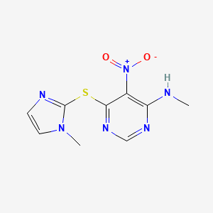 molecular formula C9H10N6O2S B2709338 N-methyl-6-[(1-methyl-1H-imidazol-2-yl)sulfanyl]-5-nitro-4-pyrimidinamine CAS No. 860787-31-1