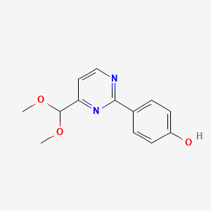 molecular formula C13H14N2O3 B2709357 4-[4-(dimethoxymethyl)pyrimidin-2-yl]phenol CAS No. 477870-19-2