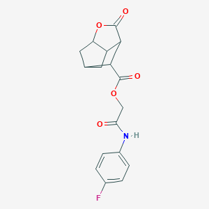 molecular formula C17H16FNO5 B270940 2-(4-fluoroanilino)-2-oxoethyl 5-oxo-4-oxatricyclo[4.2.1.0~3,7~]nonane-9-carboxylate 