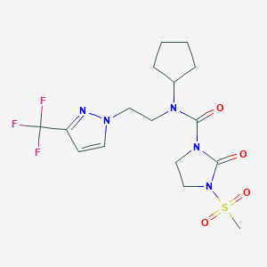 N-cyclopentyl-3-(methylsulfonyl)-2-oxo-N-(2-(3-(trifluoromethyl)-1H-pyrazol-1-yl)ethyl)imidazolidine-1-carboxamide