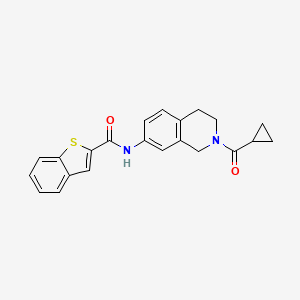 molecular formula C22H20N2O2S B2709448 N-(2-cyclopropanecarbonyl-1,2,3,4-tetrahydroisoquinolin-7-yl)-1-benzothiophene-2-carboxamide CAS No. 2034519-15-6