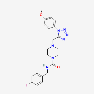 molecular formula C21H24FN7O2 B2709491 N-(4-fluorobenzyl)-4-((1-(4-methoxyphenyl)-1H-tetrazol-5-yl)methyl)piperazine-1-carboxamide CAS No. 1040654-37-2