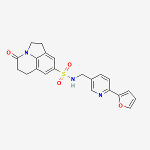 molecular formula C21H19N3O4S B2709502 N-((6-(furan-2-yl)pyridin-3-yl)methyl)-4-oxo-2,4,5,6-tetrahydro-1H-pyrrolo[3,2,1-ij]quinoline-8-sulfonamide CAS No. 2034580-83-9