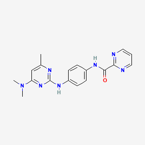 molecular formula C18H19N7O B2709509 N-(4-((4-(dimethylamino)-6-methylpyrimidin-2-yl)amino)phenyl)pyrimidine-2-carboxamide CAS No. 1251549-58-2
