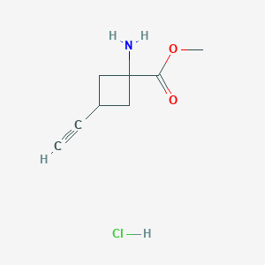 molecular formula C8H12ClNO2 B2709515 Methyl 1-amino-3-ethynylcyclobutane-1-carboxylate;hydrochloride CAS No. 2551120-00-2