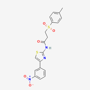 molecular formula C19H17N3O5S2 B2709533 N-(4-(3-nitrophenyl)thiazol-2-yl)-3-tosylpropanamide CAS No. 898414-36-3