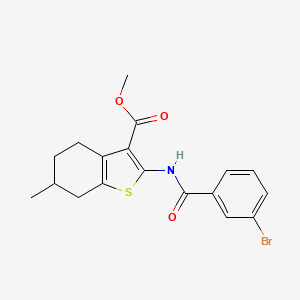 molecular formula C18H18BrNO3S B2709537 METHYL 2-(3-BROMOBENZAMIDO)-6-METHYL-4,5,6,7-TETRAHYDRO-1-BENZOTHIOPHENE-3-CARBOXYLATE CAS No. 302950-23-8