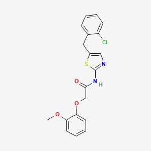 molecular formula C19H17ClN2O3S B2709551 N-{5-[(2-Chlorophenyl)methyl]-1,3-thiazol-2-YL}-2-(2-methoxyphenoxy)acetamide CAS No. 301176-45-4