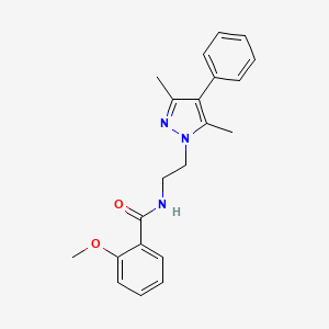 molecular formula C21H23N3O2 B2709554 N-[2-(3,5-dimethyl-4-phenyl-1H-pyrazol-1-yl)ethyl]-2-methoxybenzamide CAS No. 2034327-24-5