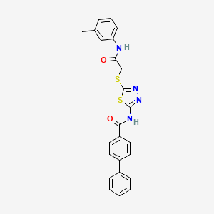 molecular formula C24H20N4O2S2 B2709568 N-(5-((2-oxo-2-(m-tolylamino)ethyl)thio)-1,3,4-thiadiazol-2-yl)-[1,1'-biphenyl]-4-carboxamide CAS No. 392292-39-6