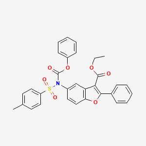 molecular formula C31H25NO7S B2709585 Ethyl 5-[N-(phenoxycarbonyl)4-methylbenzenesulfonamido]-2-phenyl-1-benzofuran-3-carboxylate CAS No. 448214-24-2