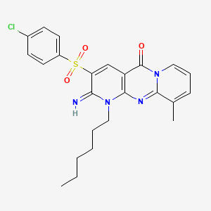 3-((4-chlorophenyl)sulfonyl)-1-hexyl-2-imino-10-methyl-1H-dipyrido[1,2-a:2',3'-d]pyrimidin-5(2H)-one