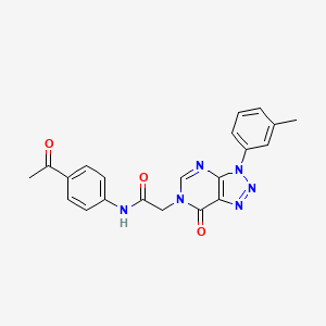 molecular formula C21H18N6O3 B2709625 N-(4-acetylphenyl)-2-[3-(3-methylphenyl)-7-oxo-3H,6H,7H-[1,2,3]triazolo[4,5-d]pyrimidin-6-yl]acetamide CAS No. 893935-25-6